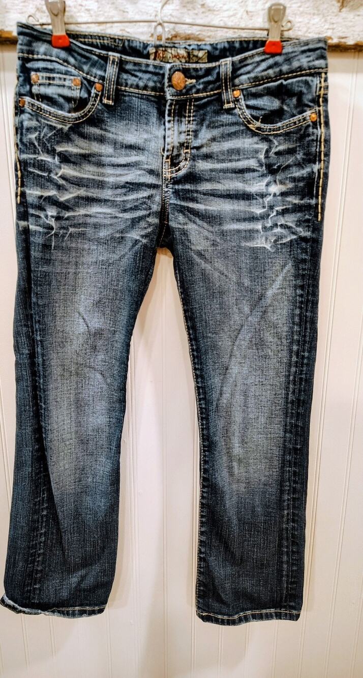 BKE Denim Sabrina Bootcut Women’s Jeans Size 28 Distressed Embellished EUC